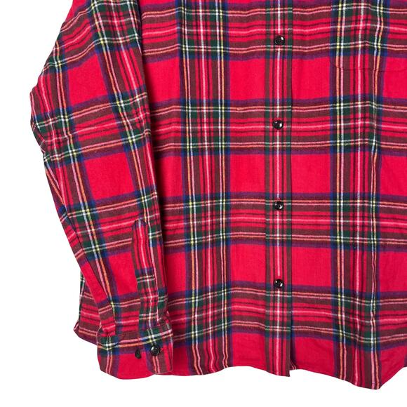 L.L.Bean Red Plaid Flannel Button Down Shirt Relaxed Fit Large Gorpcore Utility - Picture 4 of 4